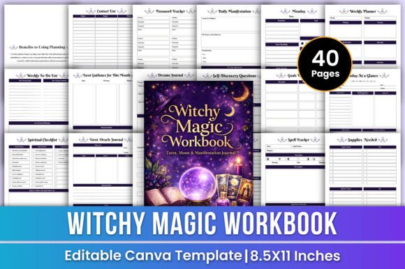Witchy Magic Workbook Canva Kdp Interior